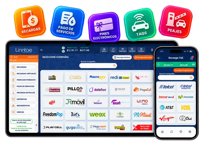 Plataforma Linntae para vender recargas y servicios digitales