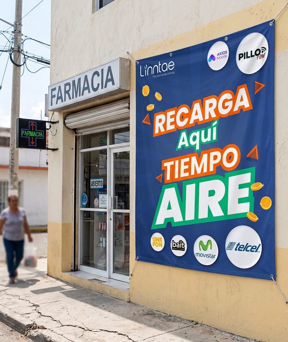 Previsualización de lona en negocio real